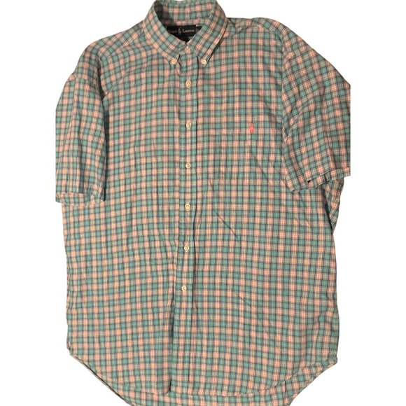 Ralph Lauren Other - Ralph Lauren Blake Shirt Mens Large Teal Pink Plaid Short Sleeve Button Down L